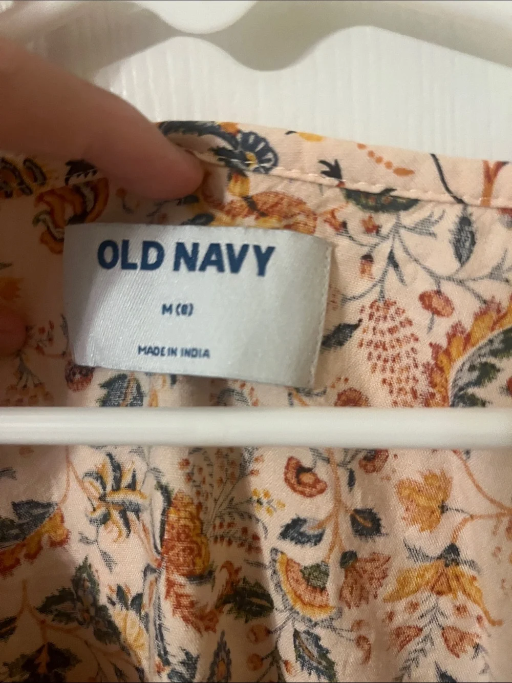 Old Navy Peach Floral Tiered Mini Dress with Mustard and Olive Accents